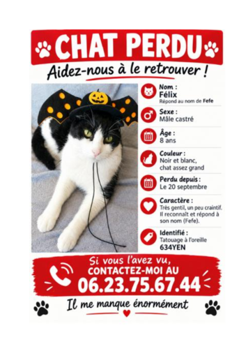 affiche avec photo et coordonnées