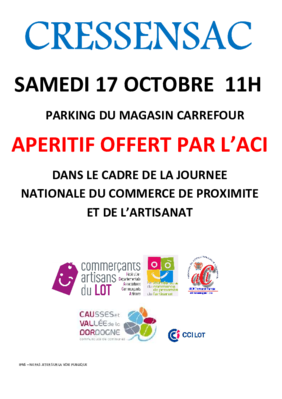 Affiche invitation apéritif le samedi 17 octobre 2026 à 11h00 sur le parking du magasin CARREFOUR