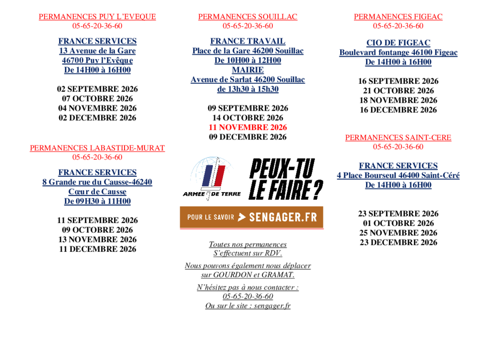 affiche informations jours de permanences