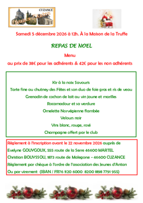 Affiche avec menus et tarifs