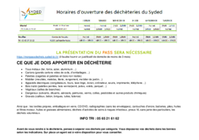 affiche avec horaires déchèteries Martel et Souillac